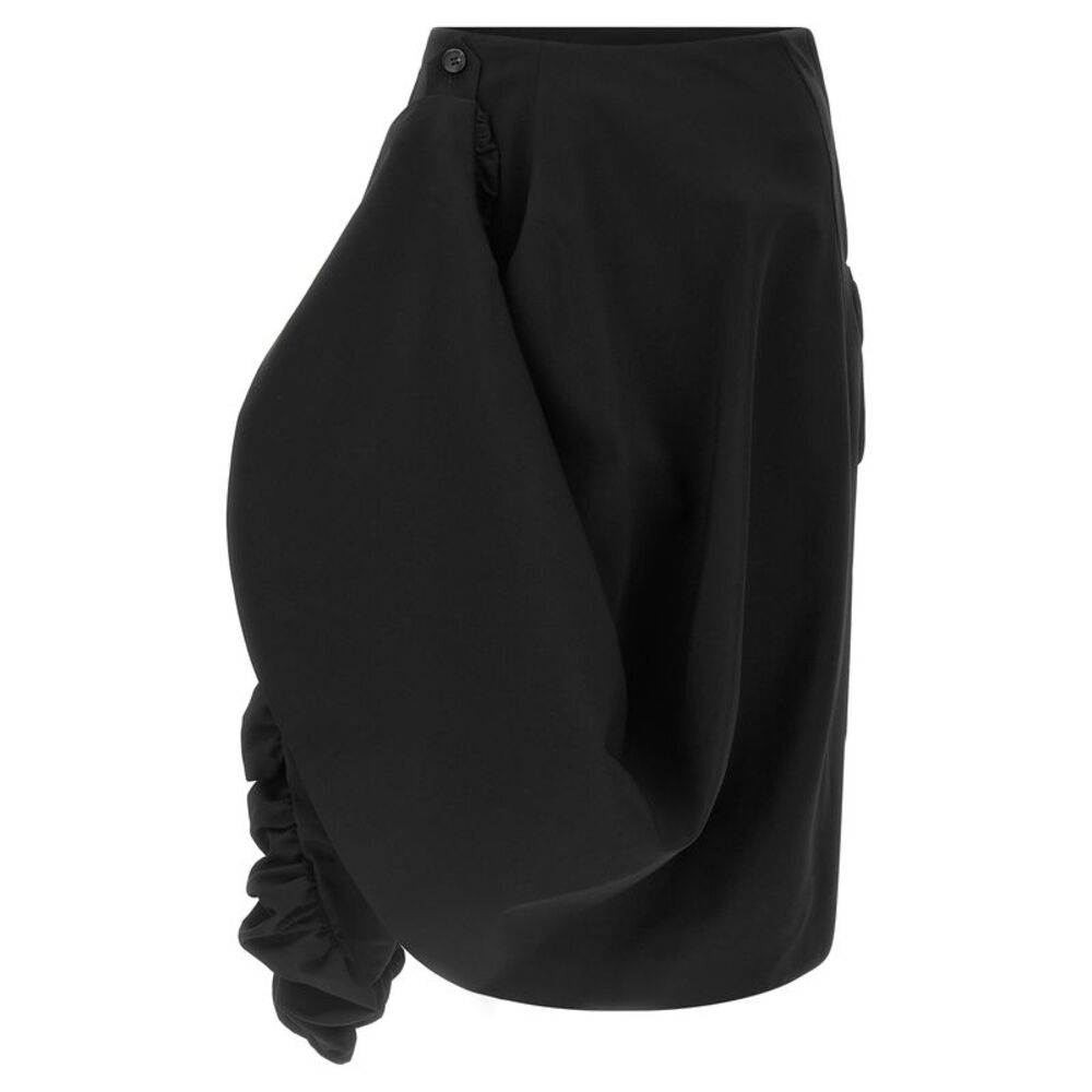 Comme Des Garçons Black Wool Midi Women's Skirt